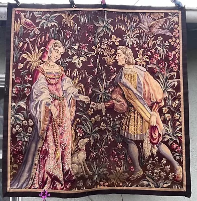 A 19th Century Wool & Silk Medieval Style Tapestry • $3850