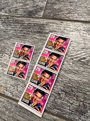 Elvis Presley Postage 10 Stamps 29c Rock And Roll USA 29 Cents Pink Imperfect • $14.08