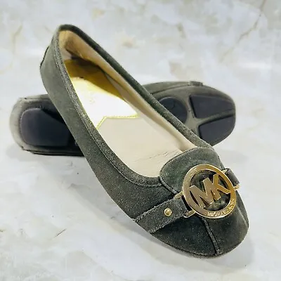 Michael Kors Fulton Suede Leather Flats Slip-On Shoes Womens 7 M Olive Green EUC • $33.18