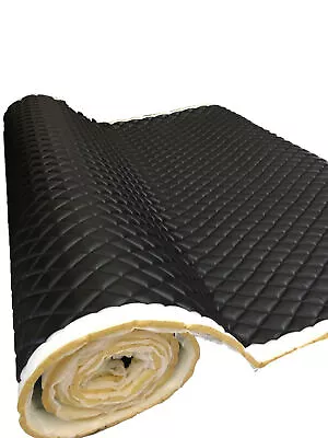 Black PVC Quilted Upholstery Vinyl Fabric With 3/8  Foam Backing By The Yard • $39