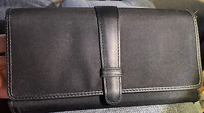 Vtg Eddie Bauer Womens Black Nylon Leather Wallet W/removable Checkbook • $12.99