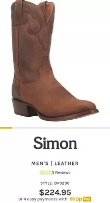 Dan Post Men's Simon Leather Tan Boots Brand New Size 9D • $60