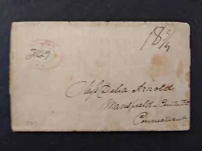 New Hampshire: Hanover 1827 Stampless Cover Red Dotted Oval To Mansfield Ct. • $60