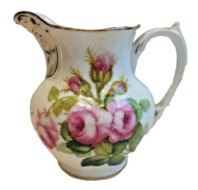 Antique Hand Painted Cabbage Rose Porcelain Jug Inscribed C W Hayward • £19.99