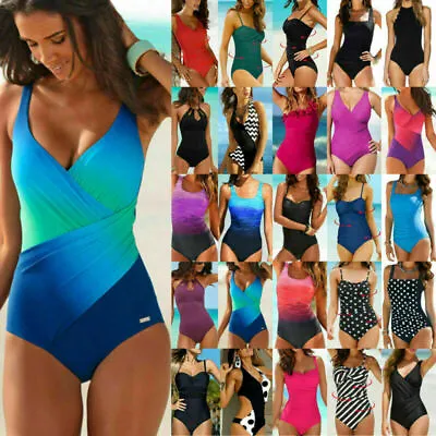 £11.39 • Buy Ladies Padded Tummy Control Monokini Womens Swimming Costume Swimwear Swimsuit