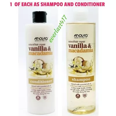 Anovia Hair Repai Vanilla & Macadamia Shampoo+Conditioner 415mL1 Of Each As Pic • £11.90