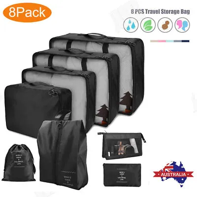 $22.89 • Buy 8PCS Packing Cubes Travel Pouches Luggage Clothes Organiser Suitcase Storage Bag