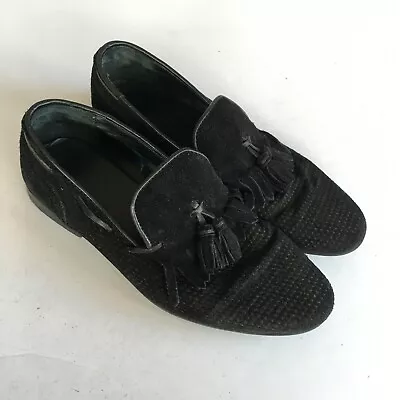 ZARA MAN LEATHER SHOES WITH FRINGE DETAIL BLACK Ref. 5718/002 Size 40 EU/7 USA • $21.30