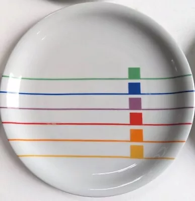 $45.59 • Buy Vintage 80s BLOCK China Sextet Rainbow Salad Plate Set Of 6 Portugal Jack Prince
