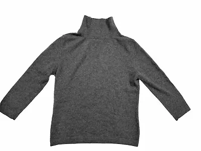 Valerie Steven's No Ply Cashmere Women's Mock Neck Sweater Gray 3/4 Sleeve Small • $19