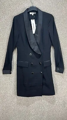 £26.99 • Buy Morgan Dress Size 10 Black Jacket Tuxedo Sheer Sleeve Double Breasted Womens