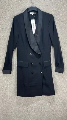 £26.99 • Buy Morgan Dress Size 10 Black Jacket Tuxedo Sheer Sleeve Double Breasted Womens