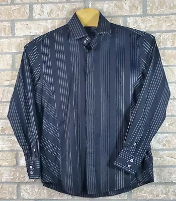 Zagiri Long Sleeve Button Shirt Men Size Large L Black With White Stripes • $19.95