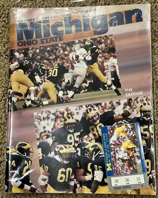 1989 Michigan Vs Ohio St. Football Ticket Stub & Game Program • $32