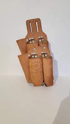 CUSTOM MADE From 2 Klein Tools 5118 PRS Tan Leather Heavy Duty Tool Belt Pouch • $59