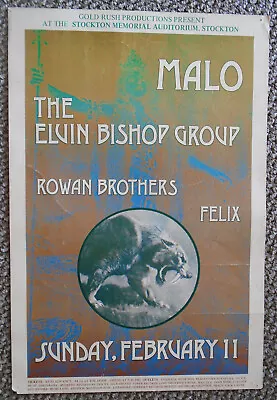 Original Concert Poster-malo-elvin Bishop-felix_tom Morris-art/stockton Civic-73 • $99.99