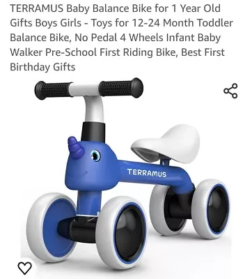 TERRAMUS Baby Balance Bike For 1 Year Old Gifts Boys Girls - Toys For 12-24... • £24.95