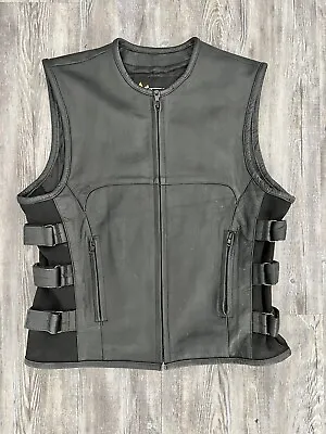 $50 • Buy Xelement Skull Leather Motorcycle Vest Size XL