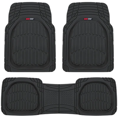 $42.99 • Buy Deep Dish Heavy Duty Rubber Car Floor Mats 3pc Front Rear In Black All Weather