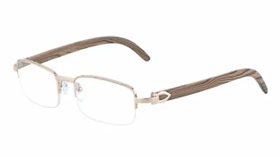 Debonair Slim Half Rim Eyeglasses Metal Faux Wood Frame Readers Reading Glasses • $11.95