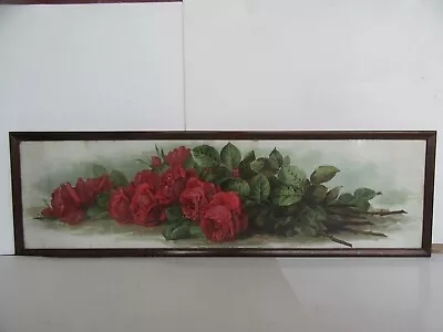 Antique 1897 Knapp American Beauty Roses Litho Yardlong Print Paul De Longpre • $199