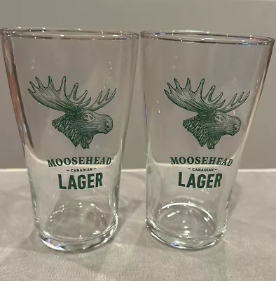 Moosehead Lager Canadian Clear Pint Glass 7” Inches - New / Lot Of 2 • $9.50