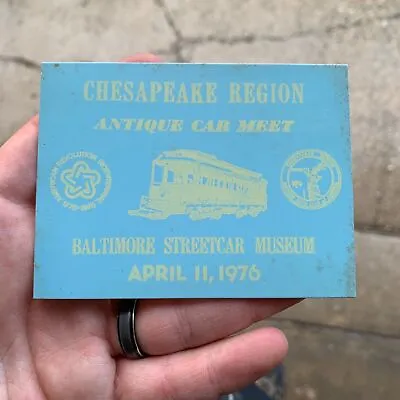 VTG 1976 ACCA Chesapeake Region Antique Car Show Dash Plaque Baltimore MD • $24.95