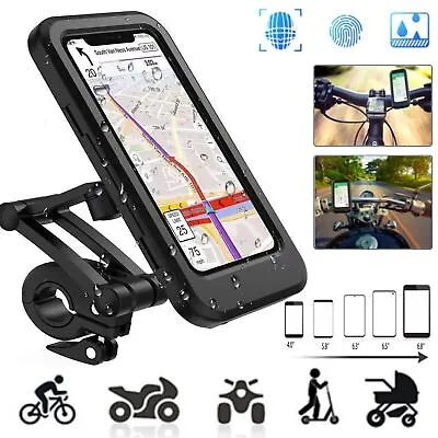 Motorcycle Bike Handlebar Phone Mount Holder Waterproof Case For IPhone Samsung • $10.94