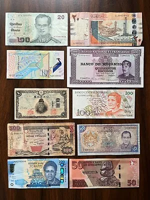 Mixed Lot Of 10 Foreign World Banknotes Circulated Paper Money Currency • $10.95