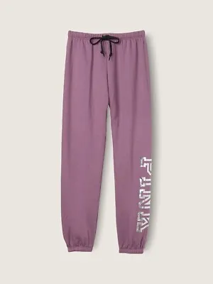 Victoria's Secret PINK LARGE EVERYDAY LOUNGE CLASSIC PANT Mauve Ice Foil Logo • $38