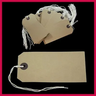 £2.95 • Buy 7 Colours Strung Tags 96m X 48mm String Tie On Reinforced Labels Craft Gift