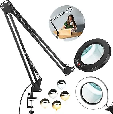 5X Large Magnifying Glass With Light And Stand 2 X 16 Inch Swivel Arm LED Desk • $56.85