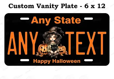 Happy Halloween Girl Scary Pumpkin License Plate Metal Tag Auto ATV Car Bike RV • $14.99