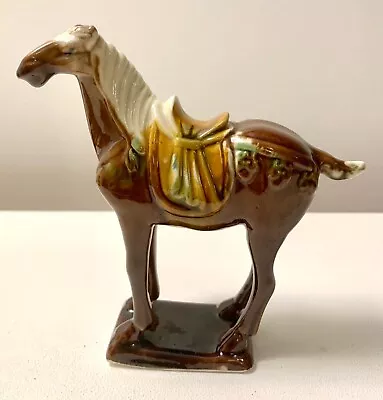 Vintage Chinese Ceramic War Horse Head Up Tang Dynasty Reproduction • £25