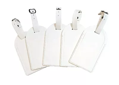 5 Pcs PU Leather Luggage Tags For Suitcases Cruise Luggage Labels With Name Card • £4.98