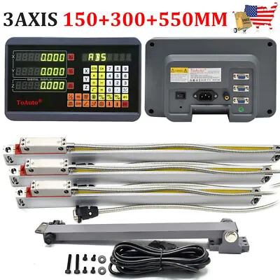 ToAuto 3 Axis Digital Readout +3pc Linear Scale 150&300&550MM DRO KitUS STOCK • $215.27