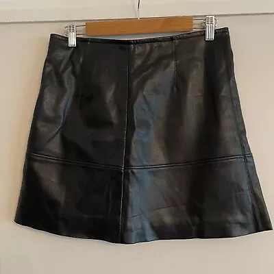 *H&M Size 10 Black Faux Leather A Line Short Skirt • £5.97