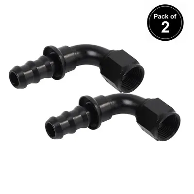 LokoCar 8AN Push Lock Hose Fittings 90 Degree End For 1/2  Rubber Fuel Line 2Pcs • $15.99