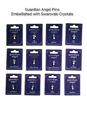 £6.99 • Buy Swarovski Crystal Guardian Angel Pins 12 Birthstone Colours Valentine Gift 18mm