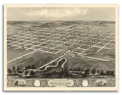 Marshalltown Iowa 1868 Historic Panoramic Town Map - 20x28 • $17.95