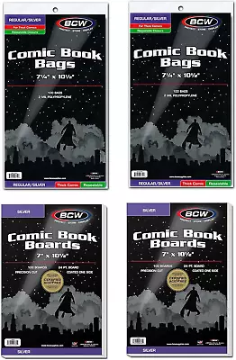 BCW Resealable Thick Silver Age Comic Bags And Backing Boards - 200 Ct • $51.76