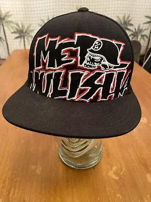 Metal Mulisha Hat Cap Size L/XL FlexFit Stretch Fitted Black Wool Blend Big Logo • $18