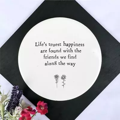 Porcelain Round Keepsake Coaster | Friendship Birthday Home Gift Heart Porcelain • £7.95