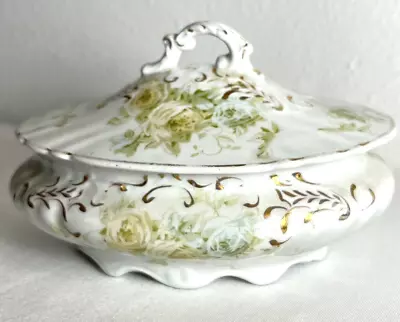 Antique Covered Bowl Candy Dish W. H. Grindley Co England Semi-porcelain Vintage • $8.97