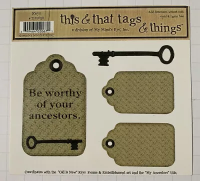 My Minds Eye Die Cuts Tags Family Ancestors Old Is New Key Genealogy THG050 • $4.36