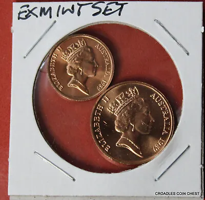 1989 1 And 2  Cent Pair Specimen Uncirculated  Decimal Lustrous  #aa074 • $3.50