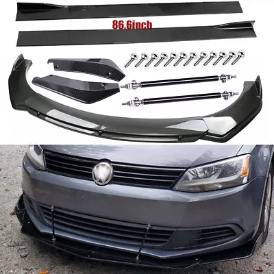 Carbon Fiber Front Bumper Lip Side Skirt Strut Rods For Volkswagen Jetta MK4 • $139.99