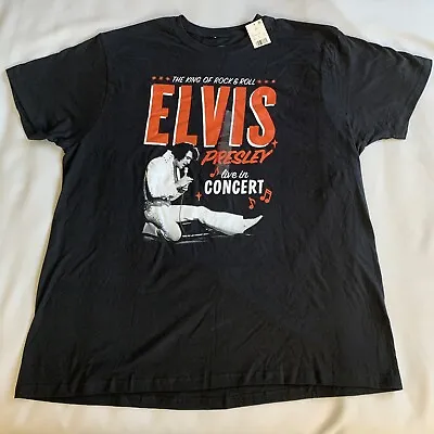 Elvis Presley Shirt Adult XXL Live In Concert King Of Rock And Roll Black Cotton • $15.96