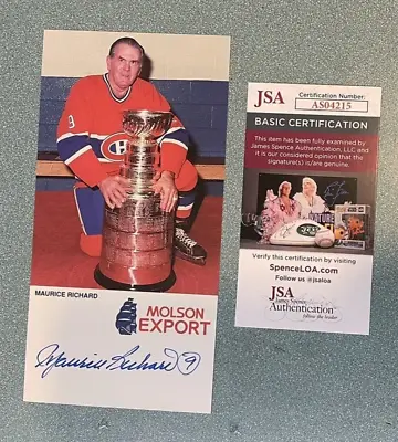 Maurice Richard Signed Montreal Canadiens Picture Postcard Hof Jsa • $59.99