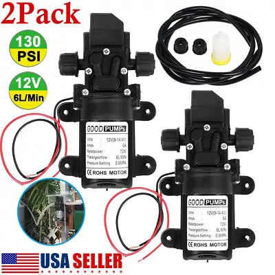 $34.79 • Buy 2Pack 130PSI High Pressure RV Electric Water Pump Diaphragm 12V Self-Priming 72W